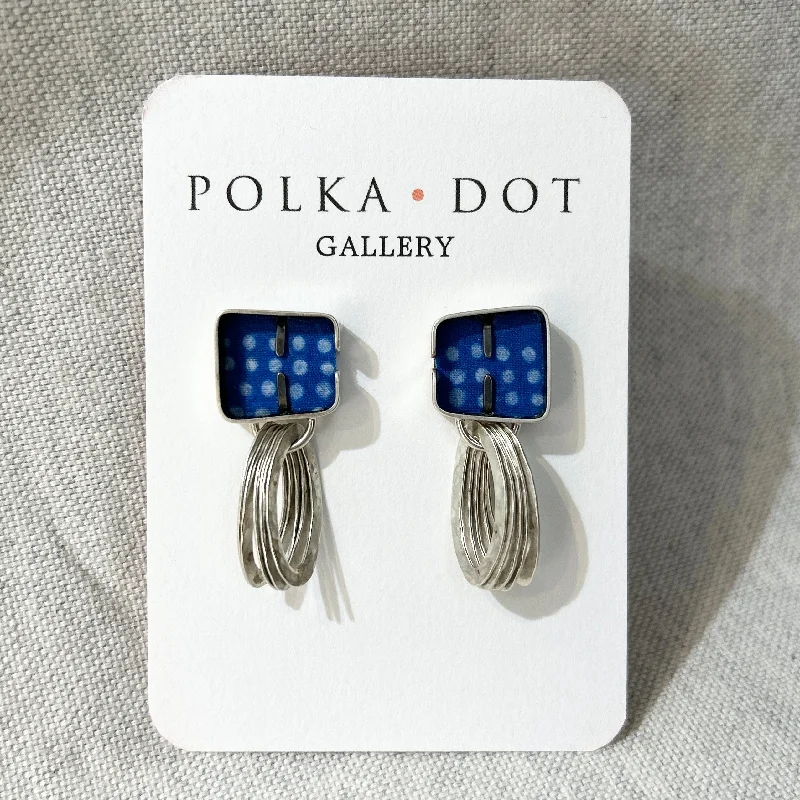 Adjustable - Back Crystal Stud Earrings in Clear for a Sparkling and Versatile PieceBlue Cobble Loop earrings