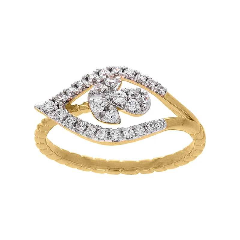 Three - Stone Women's Diamond Rings Symbolizing Past, Present, and Future with Emerald - Cut Diamonds18K YG Cluster Diamond Ring-1pc