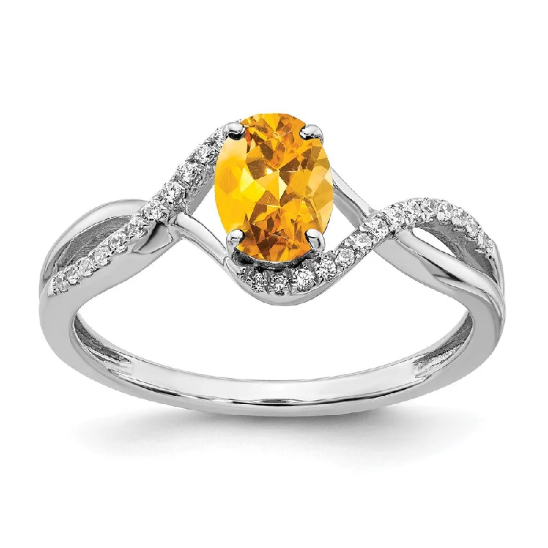 LED - Lit Fashion Rings in Plastic with Color - Changing Effects for a Futuristic Look14k White Gold Oval Citrine and Diamond Twist Ring