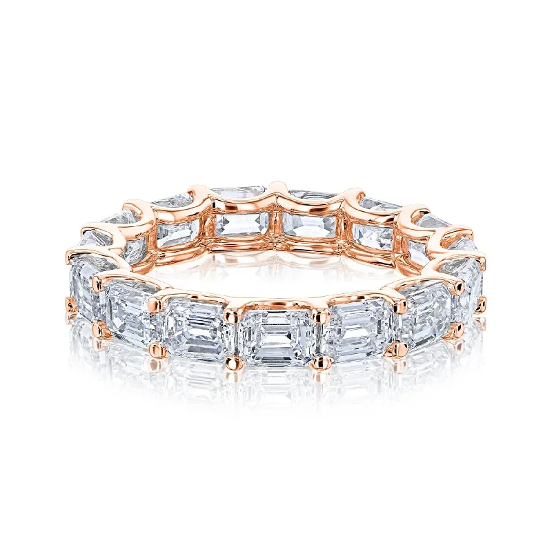 Vintage - Style Women's Diamond Rings with Floral - Engraved Bands and Multiple Diamond AccentsAnnello by Kobelli 14k Gold East West Lab Grown Diamond (4x3mm) Eternity Ring (DEF/VS)