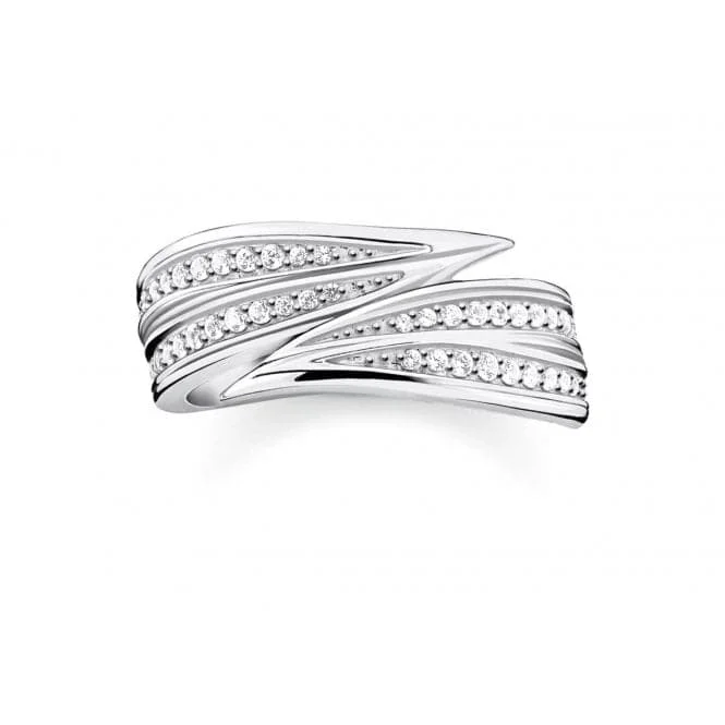 Minimalist Fashion Rings in Stainless Steel with a Single Solitaire CrystalSterling Silver White Leaf Ring TR2283-051-14