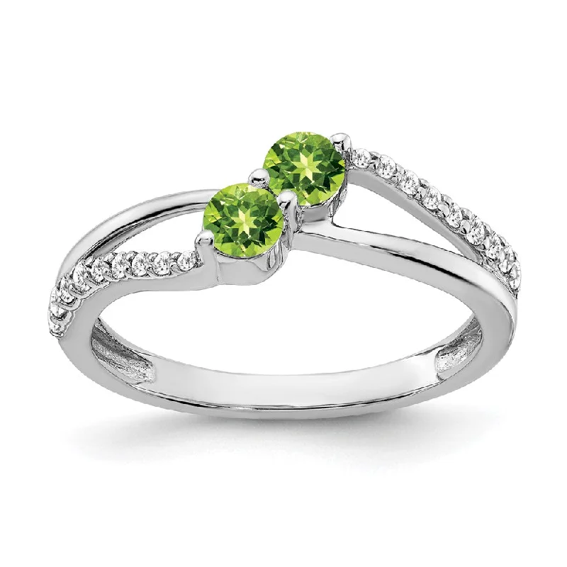 Fashion Rings with Zodiac Symbols in Gold - Filled Metal for a Personalized Touch14k White Gold Peridot and Diamond 2-stone Ring