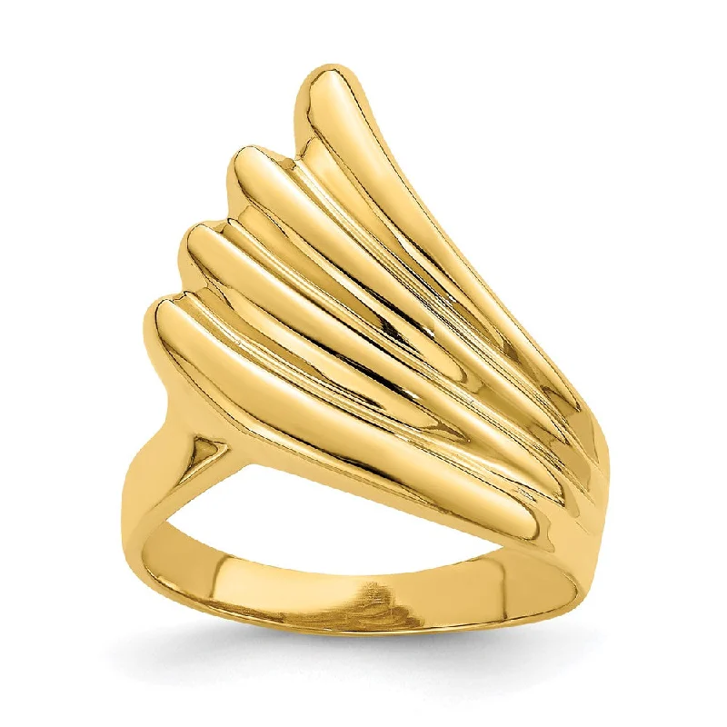 Stackable Fashion Rings in Rose - Gold Tone with Delicate Floral Engravings14k Yellow Gold Polished Fish Tail Ring