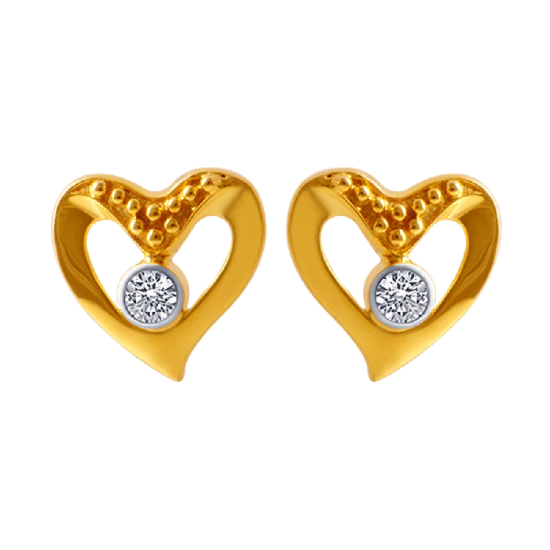 Vintage - Style Women's Diamond Rings with Floral - Engraved Bands and Multiple Diamond Accents14KT (585) Yellow Gold And American Diamond Stud Earrings For Women