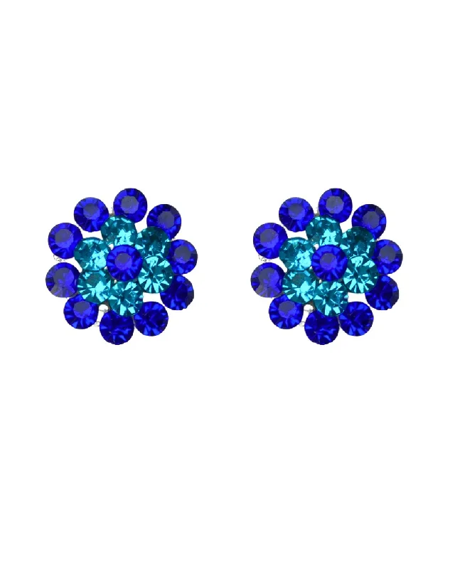 Multicolored Bead - Embellished Stud Earrings in Turquoise and Coral for a Tropical LookStud Clusters in Brilliant Blues