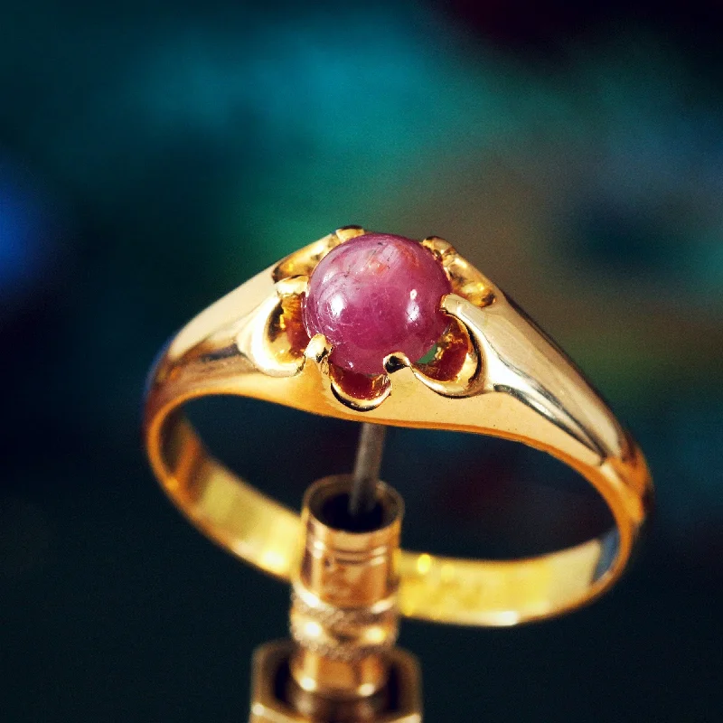 Women's Rings with Hidden Compartments for Secret KeepsakesAntique Date 1915 Star Ruby Ring