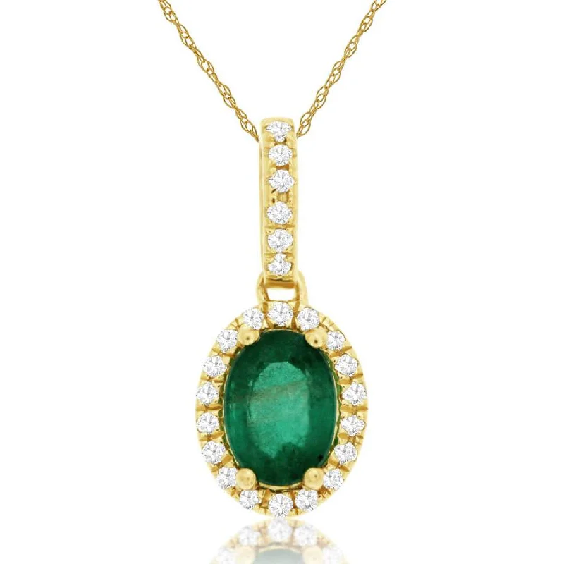 Oval - cut sapphire and diamond engagement ring in 18K white goldNatural Green Oval Emerald Pave Diamond Halo Pendant Necklace in Yellow Gold