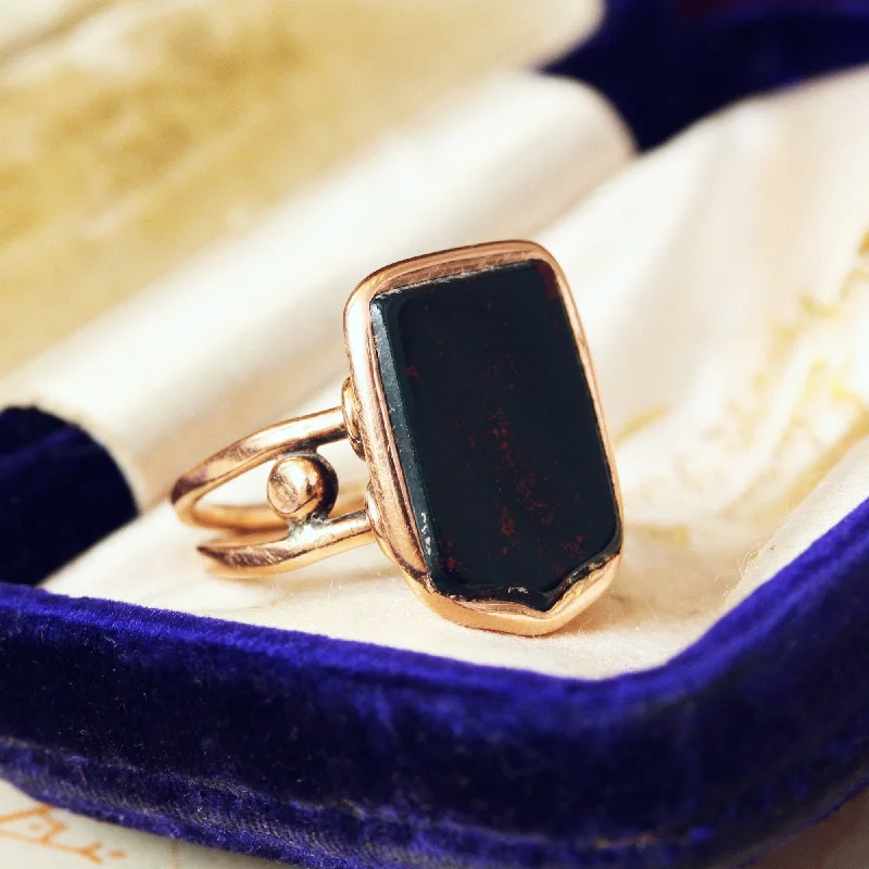 Women's Rings with Hidden Compartments for Secret KeepsakesAntique Georgian Bloodstone Seal Signet Ring