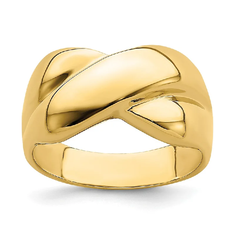 Fashion Rings with Initial Charms in Silver - Plated Metal for a Custom Accessory14k Yellow Gold Polished X Dome Ring