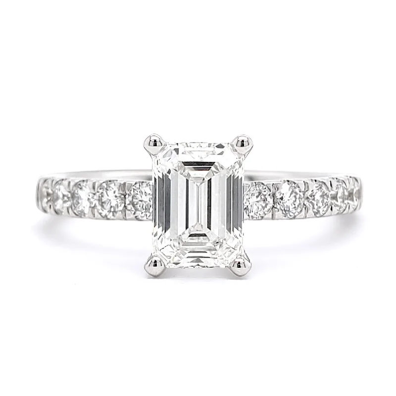 Marquise - cut diamond engagement ring with a split - shank band in platinumArt Deco Inspired Lab-Created Emerald Cut Diamond Engagement Ring in White Gold, 1.40 cttw