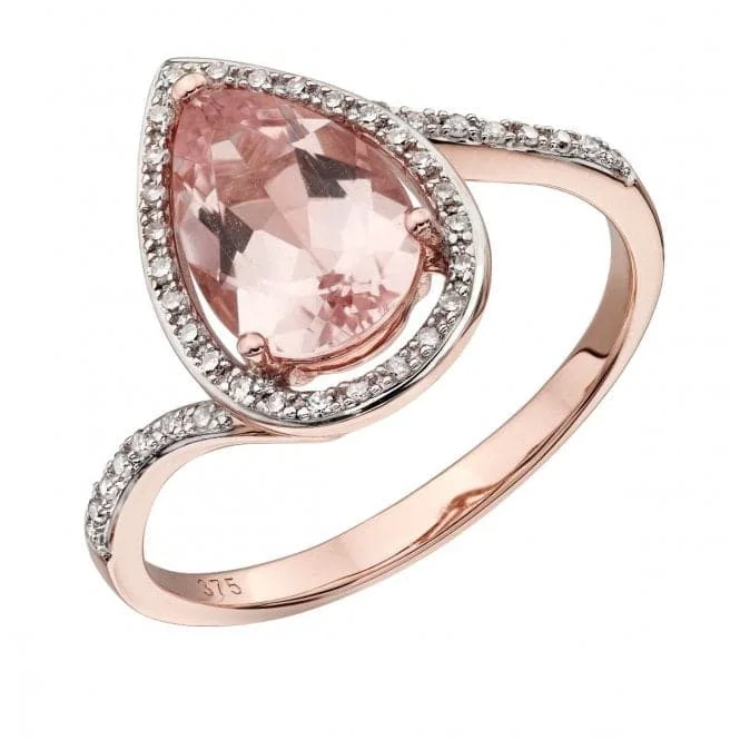 Stackable Fashion Rings in Rose - Gold Tone with Delicate Floral EngravingsMorganite Tear Drop Shape Ring GR563P