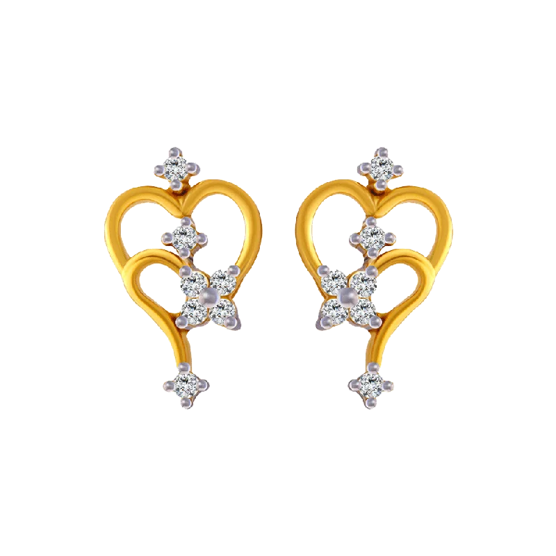 Signature - Design Women's Diamond Rings with a Brand - Specific Pattern and High - Quality Diamonds14KT (585) Yellow Gold Stud Earrings For Women