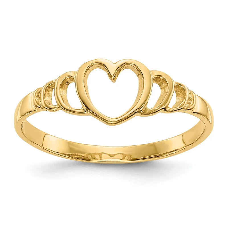 Knuckle - Duster Fashion Rings in Black - Plated Metal with Spike Details10k Yellow Gold Children's Heart Ring