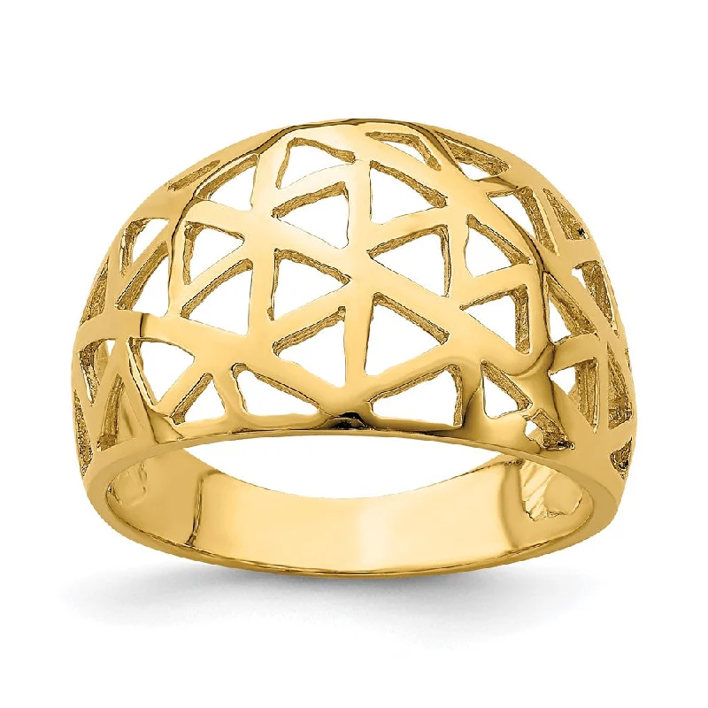 LED - Lit Fashion Rings in Plastic with Color - Changing Effects for a Futuristic Look14k Yellow Gold Triangle Cut-out Pattern Dome Ring