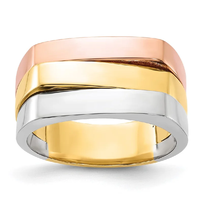 Fashion Rings with Zodiac Symbols in Gold - Filled Metal for a Personalized Touch14k Tri-color Gold Contemporary Flat Top Band