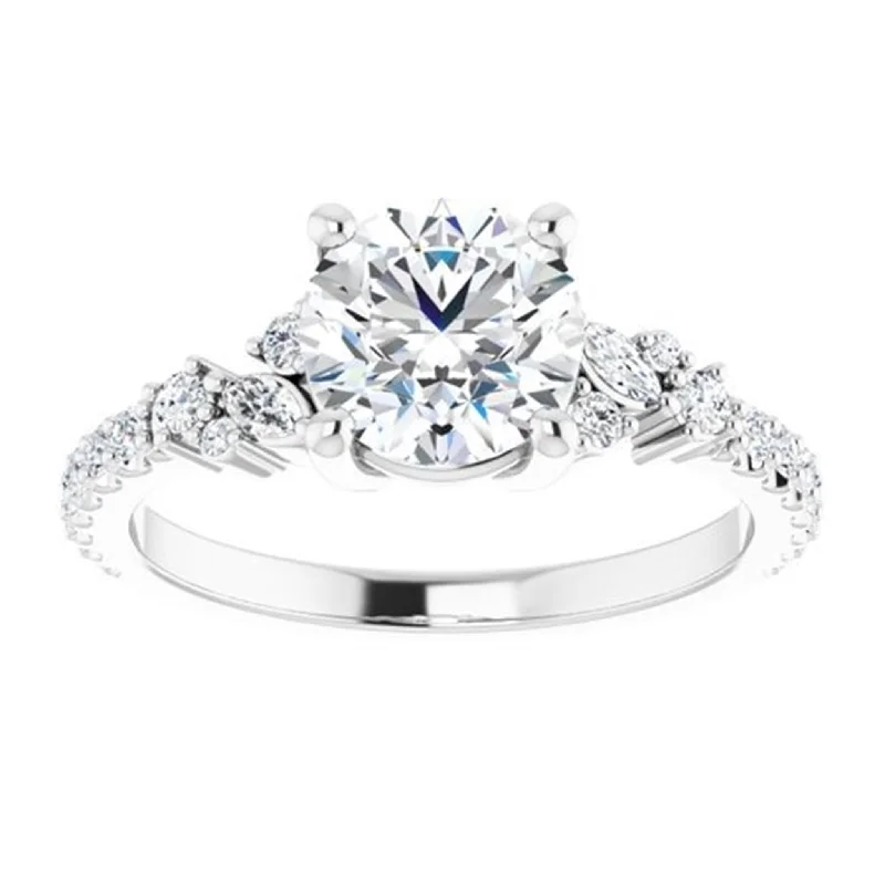 Marquise - Cut Women's Diamond Rings in Palladium for a Unique and Elongated ShapeEver & Ever 14K White Gold 0.20ctw 4 Prong Style Diamond Semi-Mount Engagement Ring