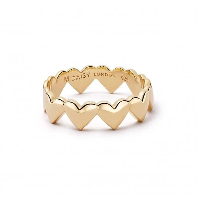 Knuckle - Duster Fashion Rings in Black - Plated Metal with Spike DetailsHeart Crown Band Gold Ring HTR01_GP