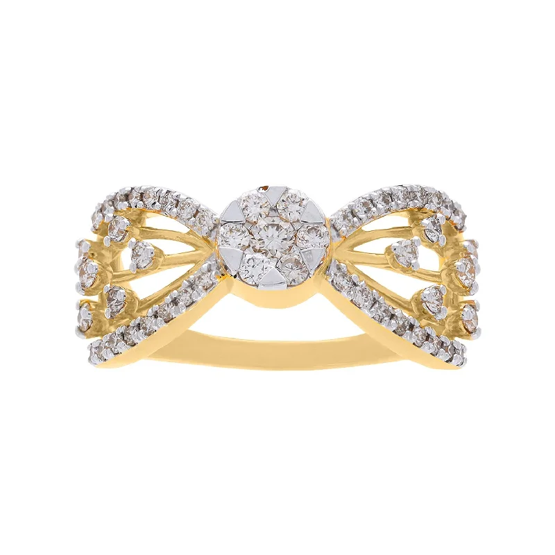 Adjustable Women's Diamond Rings with a Flexible Band for a Comfortable and Custom Fit18K YG Cluster Diamond Ring-1pc