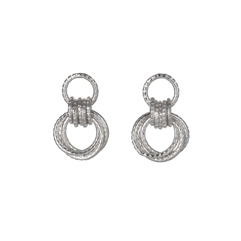 Serpentine Linked Loop Earrings - Silver