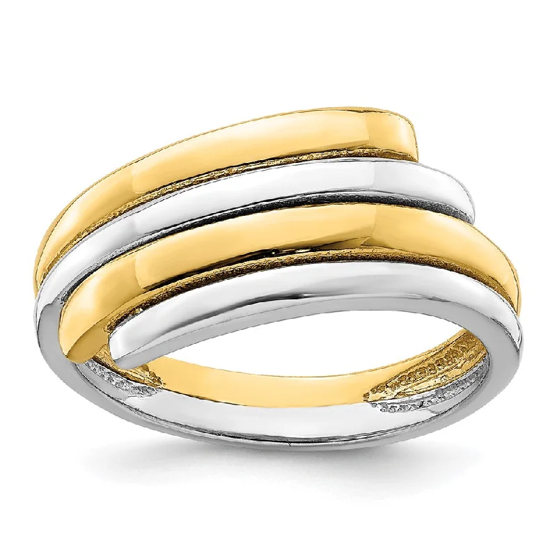 Pearl - Adorned Fashion Rings in Gold - Tone Alloy for a Sophisticated Look14k Two-tone Gold Two-Tone Crossover Band