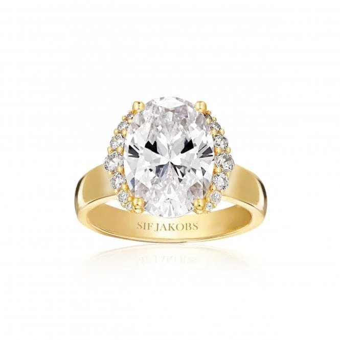 Pearl - Adorned Fashion Rings in Gold - Tone Alloy for a Sophisticated LookWhite Zirconia Ellisse Grande Ring SJ-R2342-CZ-YG