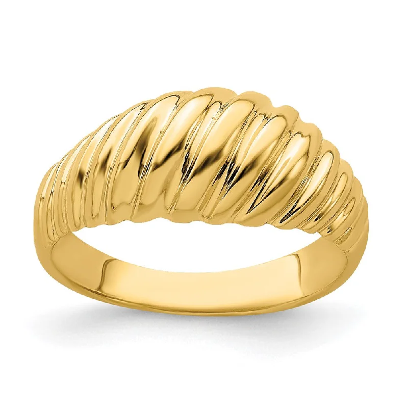 Bangle - Style Fashion Rings in Rose - Gold - Plated Aluminum with Etched Patterns14k Yellow Gold Polished Shrimp Dome Ring