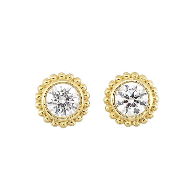 Solitaire diamond engagement ring with a platinum setting for a classic and elegant lookRound Lab-Created Diamond Beaded Halo Stud Earrings in Yellow Gold, 0.50 cttw