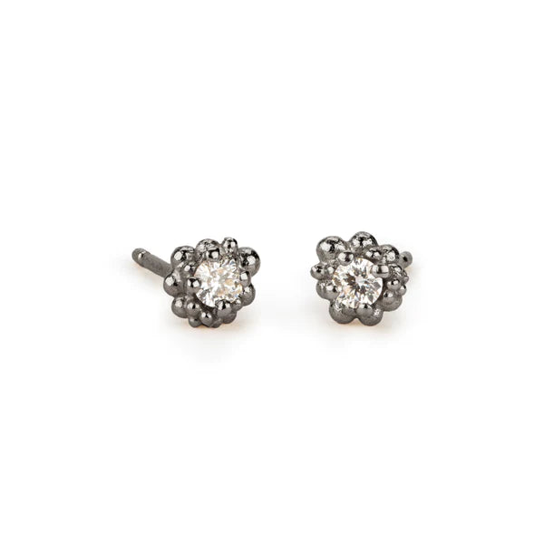 Matte - Finish Titanium Hexagon Stud Earrings for a Sleek and Contemporary StyleWhite Gold & Diamond Cluster Studs