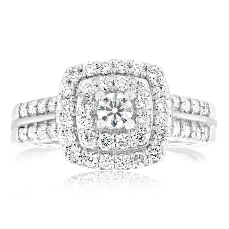 Signature - Design Women's Diamond Rings with a Brand - Specific Pattern and High - Quality DiamondsLuminesce Lab Grown 10ct White Gold 3/4 Carat Cushion Shaped Engagement Ring