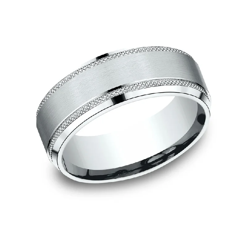 Men's Sapphire Engagement Rings in 18K White Gold with Pave Diamond AccentsTHE TITAN