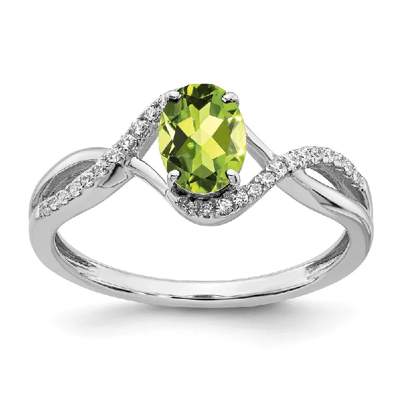 Magnetic Fashion Rings in Stainless Steel with a Modern, Interlocking Design14k White Gold Oval Peridot and Diamond Twist Ring