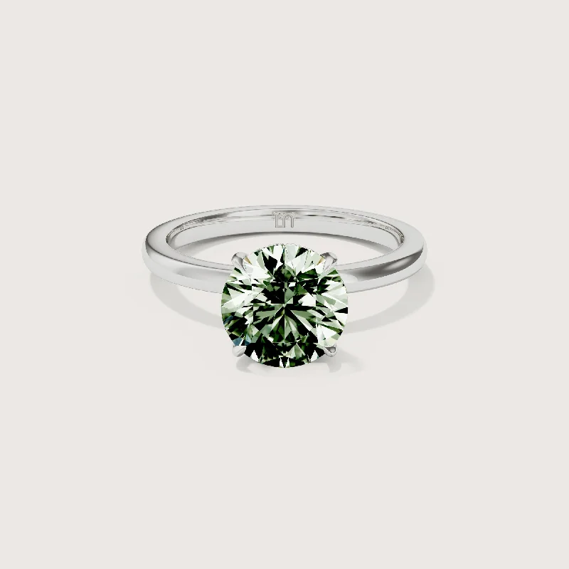 Heart - shaped diamond engagement ring with a hidden halo in 14K rose goldBianca Round Solitaire Green Diamond - Hidden Halo