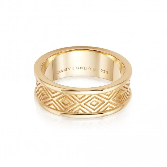 Stackable Fashion Rings in Rose - Gold Tone with Delicate Floral EngravingsArtisan Chunky 18ct Gold Plated Ring NR01_GP