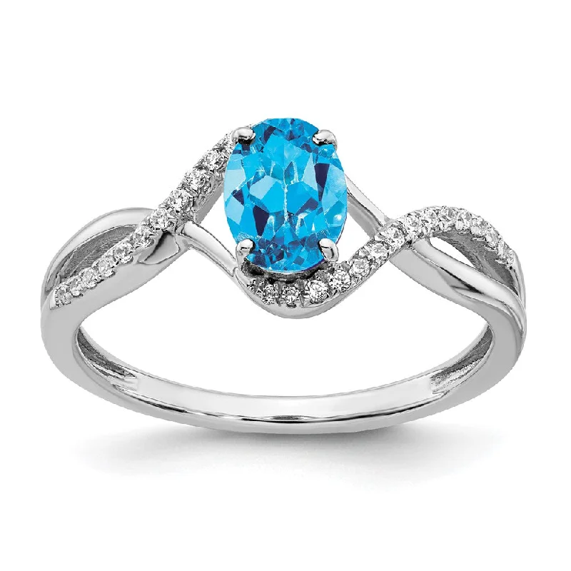 Bohemian - Style Fashion Rings with Turquoise and Silver Filigree for a Free - Spirited Look14k White Gold Oval Blue Topaz and Diamond Twist Ring