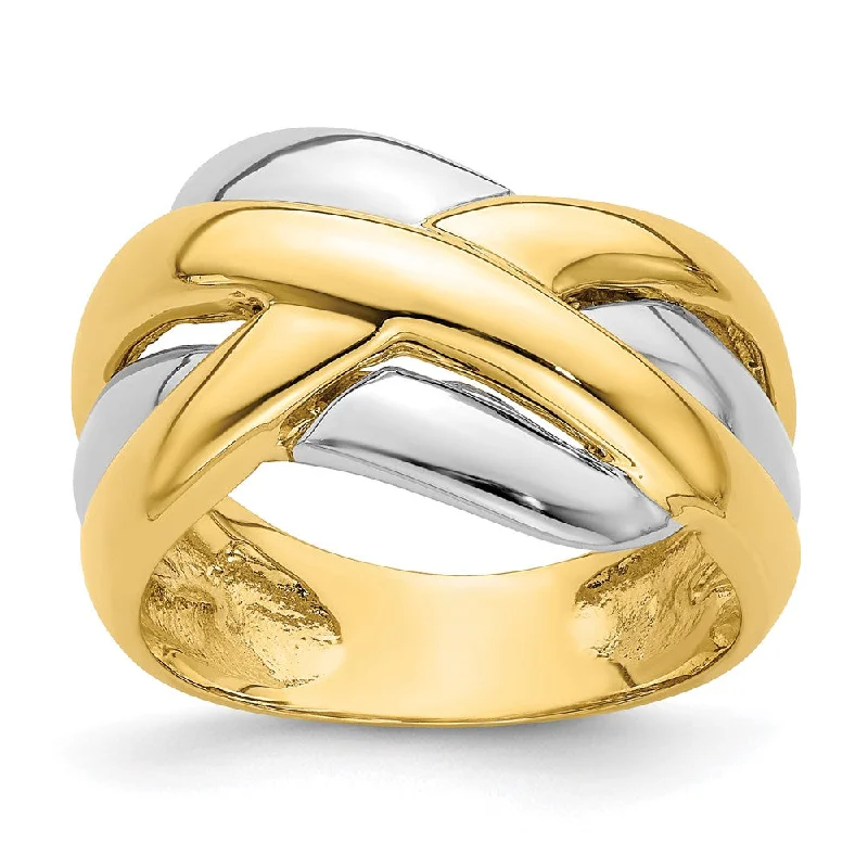 Fashion Rings with Zodiac Symbols in Gold - Filled Metal for a Personalized Touch14k Two-tone Gold Two-tone Cross-Cross Design Ring