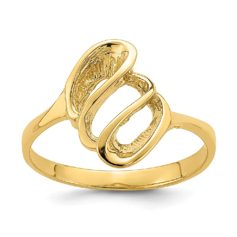 Minimalist Fashion Rings in Stainless Steel with a Single Solitaire Crystal14k Yellow Gold Polished Beehive Freeform Ring