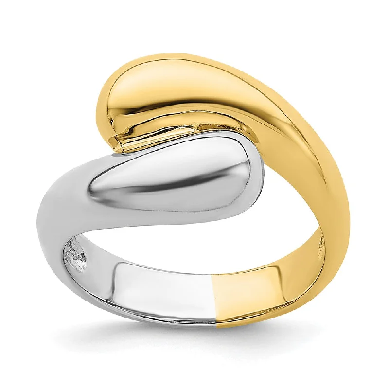 Statement - Making Fashion Rings in Gold - Plated Brass with Oversized Cubic Zirconia Stones14k Two-tone Gold Two-tone Polished Bypass Ring