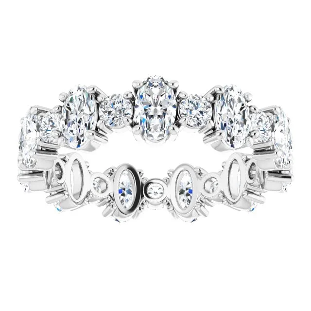 Marquise - Cut Women's Diamond Rings in Palladium for a Unique and Elongated Shape2.97 ct. Oval & Round Diamond Eternity Band