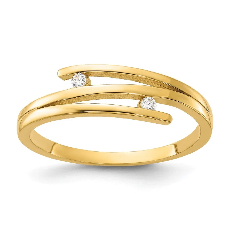 Fashion Rings with Initial Charms in Silver - Plated Metal for a Custom Accessory14k Yellow Gold Polished CZ Fashion Ring