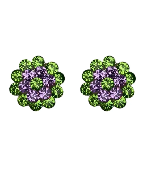 Magnetic - Back Stud Earrings in Black for Easy and Comfortable WearStud Clusters in Peridot and Mauve