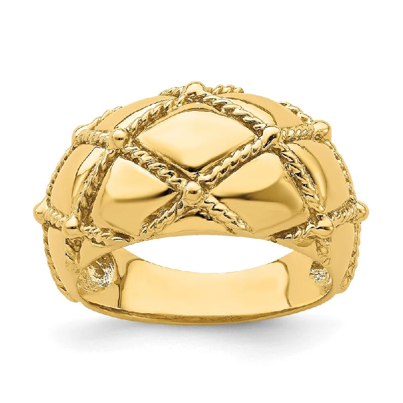 Fashion Rings with Zodiac Symbols in Gold - Filled Metal for a Personalized Touch14k Yellow Gold Quilted Rope Solid Dame Ring