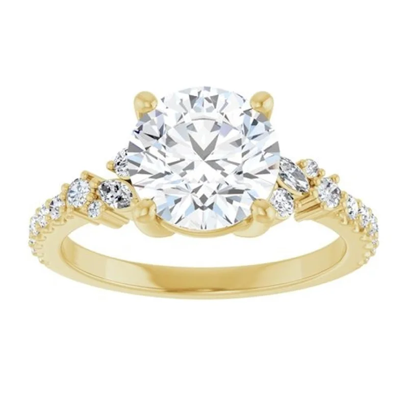 Art Deco - Inspired Women's Diamond Rings with Geometric Designs and Baguette - Cut DiamondsEver & Ever 14K Yellow Gold 0.33ctw 4 Prong Style Diamond Semi-Mount Engagement Ring