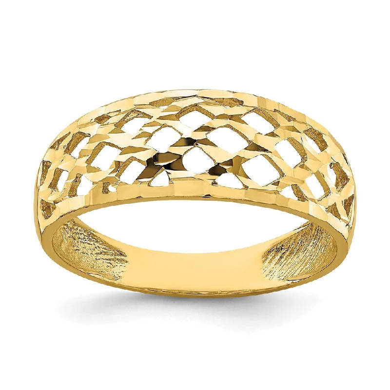 Stackable Fashion Rings in Rose - Gold Tone with Delicate Floral Engravings14k Yellow Gold Solid D/C Woven Pattern Dome Ring