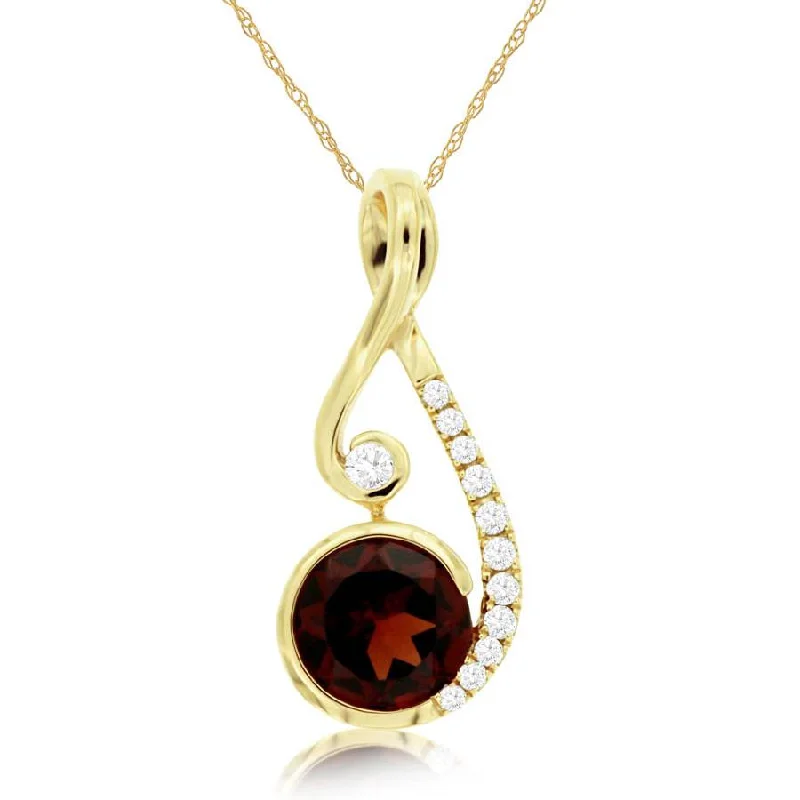 Princess - cut diamond engagement ring with a pavé - set band in platinumRound Mozambique Garnet Swirl Pendant Necklace with Pave Diamonds in Yellow Gold