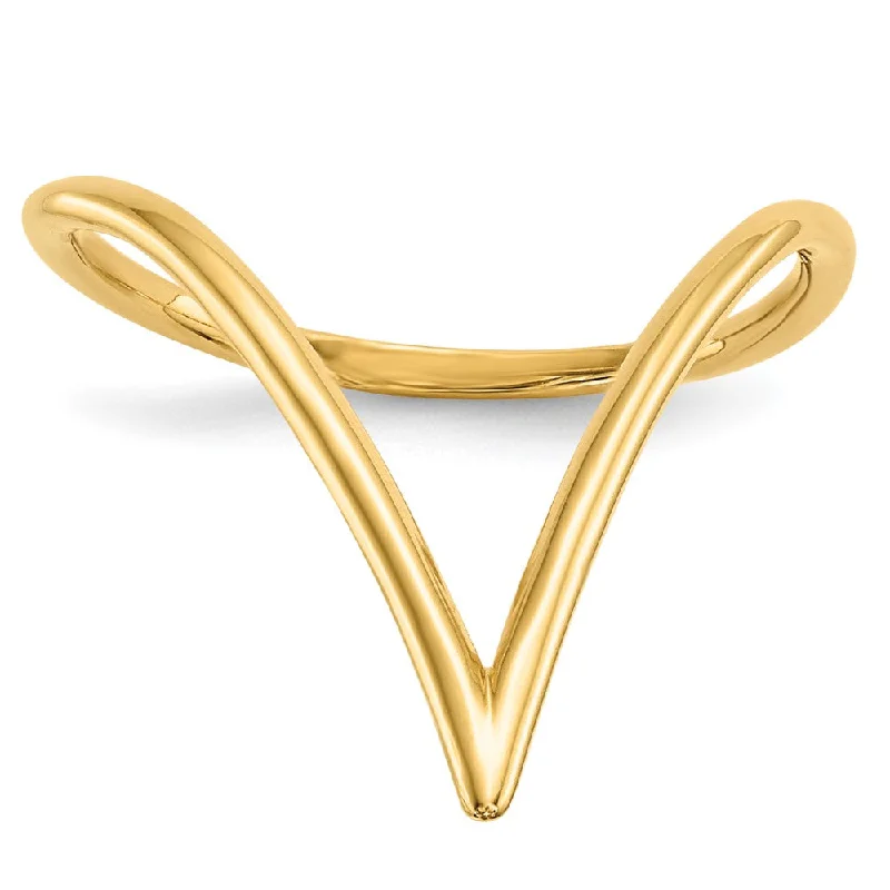 Open - Band Fashion Rings in Sterling Silver with Gemstone Inlays14k Yellow Gold Chevron Shaped Ring