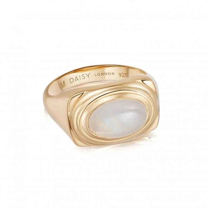 Fashion Rings with Zodiac Symbols in Gold - Filled Metal for a Personalized TouchMoonstone Bold 18ct Gold Plated Ring HR3001_GP