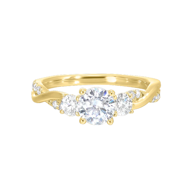 Vintage - Style Women's Diamond Rings with Floral - Engraved Bands and Multiple Diamond AccentsThollot-Colorado Cut 14K Yellow Gold .50ctw 4 Prong Style Diamond Semi-Mount Engagement Ring