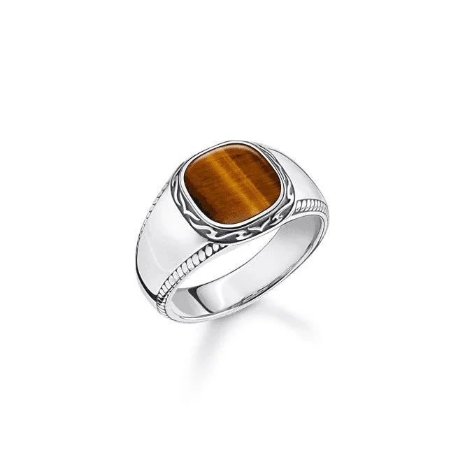 Open - Band Fashion Rings in Sterling Silver with Gemstone InlaysRebel At Heart Tiger's Eye Ring TR2388-826-2