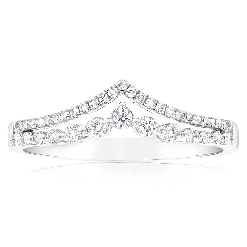 Signature - Design Women's Diamond Rings with a Brand - Specific Pattern and High - Quality Diamonds9ct White Gold 1/3 Carat Luminesce Lab Grown Diamond V Dress Ring