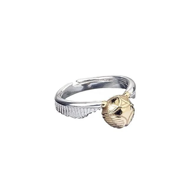 Beaded Fashion Rings in Natural Stones and Cotton Cord for a Handmade AestheticSterling Silver Golden Snitch Ring